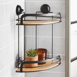 Serviteur d'angle 2 niveaux bamb Accessoire Salle De Bain