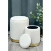 Outlet Set 2 poufs velours beige Rangement Décoratif