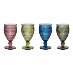 Set 4 verres a vin colores strie Vaisselle, Art De La Table·Verre