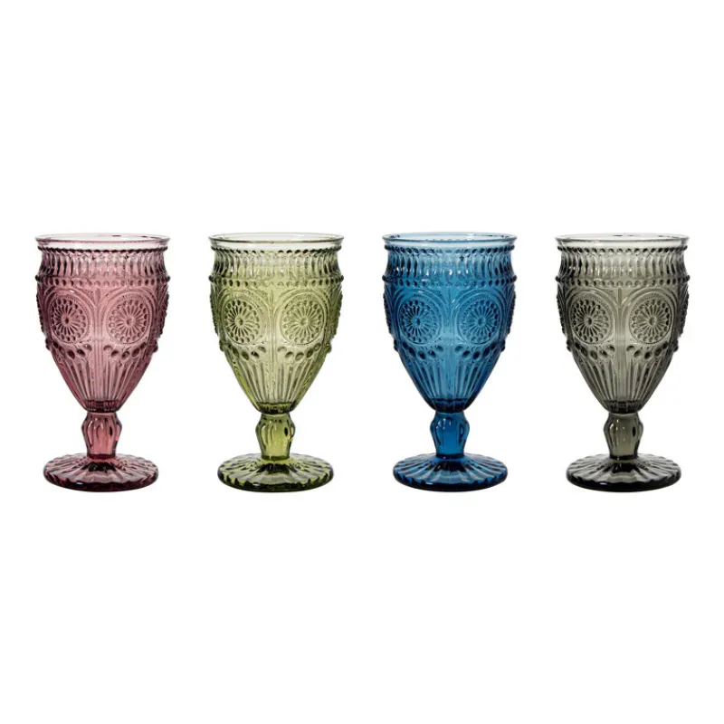 Set 4 verres a vin colores strie Vaisselle, Art De La Table·Verre