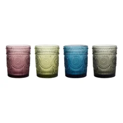 Hot Set 4 verres colores stries desi Vaisselle, Art De La Table·Verre