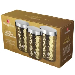 New Set de 3 bocaux marteles dore Boîte, Rangement