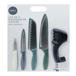 Set de 4 couteaux + aiguiseur Vaisselle, Art De La Table·Couverts, Ménagère