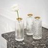 Set de 3 soliflores bord dore Vase