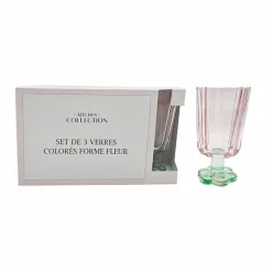 Discount Set de 3 verres sur pied colores Vaisselle, Art De La Table·Verre