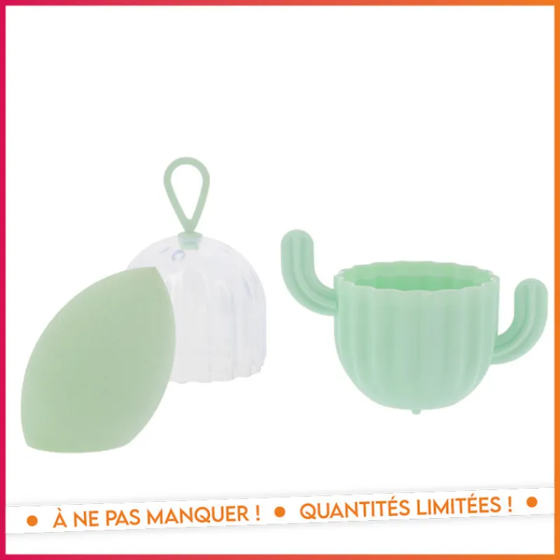 Outlet Set eponge et boite cactus Accessoire Beauté