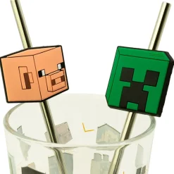 Clearance Set verre + 2 pailles minecraft Cadeau Licence