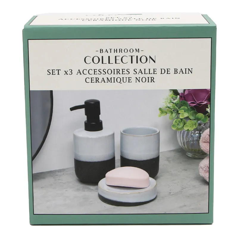 Outlet Set x3 accessoires sdb noir Accessoire Salle De Bain