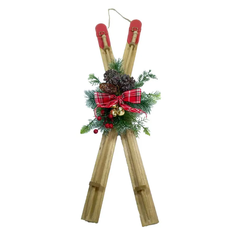 Online Skis en bois de 80cm avec feuill Décoration