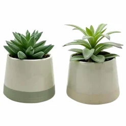 Clearance Succulente pot bicolore Fleur, Plante Artificielle