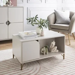 Clearance Table basse creme pieds dores Salon