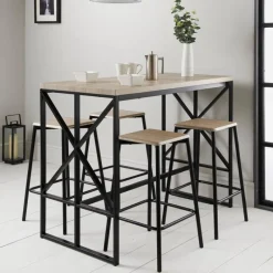 Outlet Table haute + 4 tabourets Cuisine, Salle À Manger