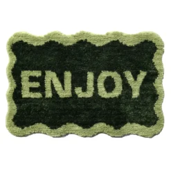 New Tapis de bain enjoy vert Linge De Toilette, Plage·Tapis De Bain