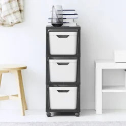 Sale Tour desserte 3 niveaux blanche Rangement