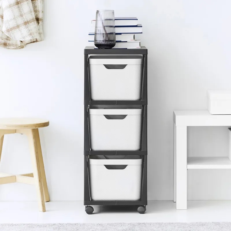Sale Tour desserte 3 niveaux blanche Rangement