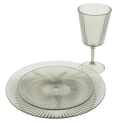 Clearance Verre a vin strie gris Vaisselle Jetable