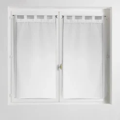 Outlet Vitrage poupette 2x60x160 blanc Rideau, Voilage·Vitrages