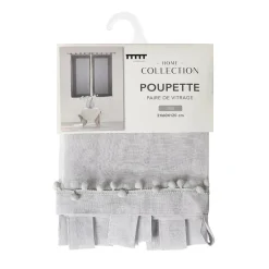 Outlet Vitrage poupette 2x60x120 gris Rideau, Voilage·Vitrages