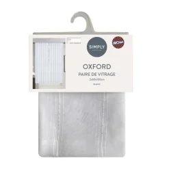 Sale Vitrage x2 oxford 60x160cm blanc Rideau, Voilage·Vitrages